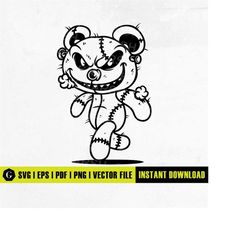 Evil Teddy Bear SVG | Scar Face Bandage Svg | Teddy Bear Svg | Scary Bear Svg | Cricut & Silhouette | Printables | Png D