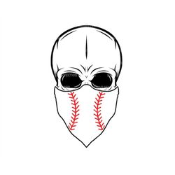 Skull Baseball Bandana Svg, Baseball Mom Svg, Baseball Monogram Svg, Cheer Mom. Vector Cut file for Cricut, Silhouette,