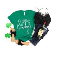 Happy Go Lucky Shirt, St Pattys Shirt, Lucky T-Shirt, Shamrock Shirt, Woman St Patricks Day Shirt, St Patrick's Day Tee