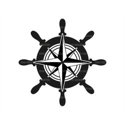 Ship Wheel Svg, Compass Svg, Boat Wheel Svg, Nautical. Vector Cut file, Silhouette, Cricut, Pdf Png Dxf, Stencil, Decal,