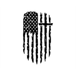 Christian Cross Svg, Distressed American Flag Svg, Faith over Fear, Jesus Christ, Believer. Vector Cut file Silhouette,