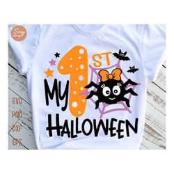 My 1st Halloween Svg, Cute Spider Svg, My First Halloween Svg, Baby Girl Halloween Svg, Kids Halloween Svg File For Cric