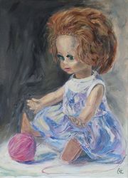 Doll oil painting toy artwork for children room nursery