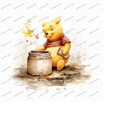 bear with honey jar png, honey bear png, cartoon bear png, bee sublimation, honey bear watercolor digital clip art, inst
