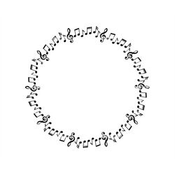 Music Note Circle Svg, Round Monogram Svg, Treble Clef, Music Notes Name Frame Svg. Vector Cut file Cricut, Silhouette,