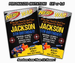 Nerf Invitations Birthday Party, Nerf Invitation, Birthday Party, Personalized Invitation