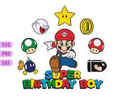Mario Birthday Boy svg, Super Birthday Boy svg, Mario Bros Birthday svg, Super Mario svg, Luigi,