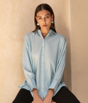 Solid light blue top for women
