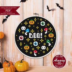 Halloween Sampler Cross Stitch Pattern Mini Counted Cross Stitch Instant Download PDF Embroidery Pattern 4 inches