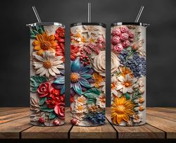 3D Flowers Tumbler Wrap, 3D Floral Sublimation Tumbler Design,Instant Digital Download PNG 05