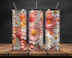 3D Flowers Tumbler Wrap, 3D Floral Sublimation Tumbler Design,Instant Digital Download PNG 18