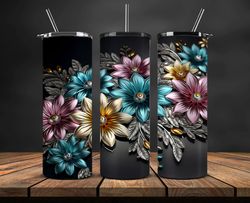 3D Flowers Tumbler Wrap, 3D Floral Sublimation Tumbler Design,Instant Digital Download PNG 27