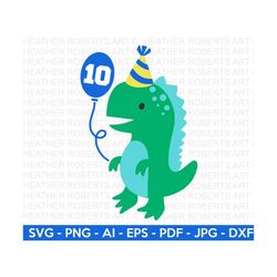 10th Dinosaur Birthday SVG, Cute Dinosaur SVG, T-Rex SVG, Dino svg, Little boy svg, boy shirt svg, Dinosaur birthday, Cu
