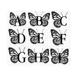 Butterfly Monogram Alphabet SVG, PNG, Monogram Frame Alphabet, Cut File for Cricut, Silhouette, 26 Individual Cut Files
