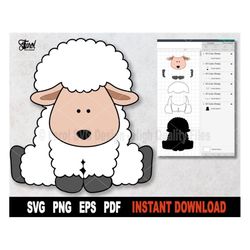 Sheep Svg Cut File, Cute Sheep Svg File For Cricut, Silhouette, Easter Svg Clipart, Animal Vector, Sublimation Png- Inst