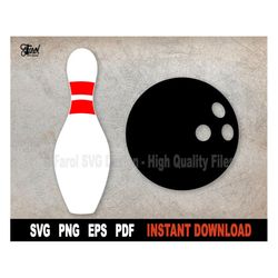 Bowling Ball Svg Cut File, Bowling Pin Svg File For Cricut, Silhouette, Ball Svg Sport Clipart, Sublimation Png - Instan
