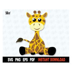 Giraffe SVG, Cute Giraffe SVG File For Cricut, Baby Giraffe, Silhouette, Baby Boy, Baby Girl Png Clipart Cut File,  Inst