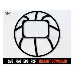 Basketball SVG, Rectangular Box Split Monogram Svg Cut File, Svg File For Cricut, Basketball Frame Clipart  - Instant Di
