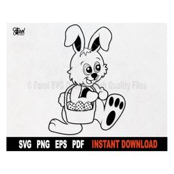 Easter Bunny SVG, Easter Bunny Svg File For Cricut, Silhouette, Vector Clipart, Single Layer, Outline Svg Cut File- Inst