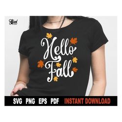 Hello Fall Svg, Thanksgiving Svg, Cricut, Silhouette Cut Files, Fall Vector Clipart- Instant Digital Download