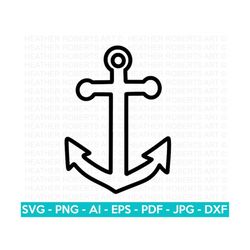 Anchor Outline SVG, Nautical SVG, Marine SVG, Boat Anchor Outline svg, Anchor Outline Clipart, Cricut Cut Files, Silhoue