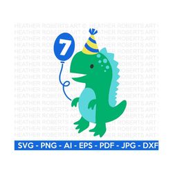 7th Dinosaur Birthday SVG, Cute Dinosaur SVG, T-Rex SVG, Dino svg, Little boy svg, boy shirt svg, Dinosaur birthday, Cut
