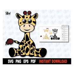 giraffe svg,  cute giraffe svg file for cricut, silhouette, animal vector clipart, baby giraffe png art design, instant