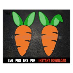 Carrot SVG With Bunny Ears SVG File For Cricut, Silhouette, 2 Design Vector Easter Clipart Cut File, Spring Svg, Png- Di