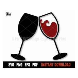 Wine Glass Svg, Wine Svg File For Cricut, Silhouette, Wine Glass Vector Clipart, Svg, Png, Eps, Pdf- Instant Digital Dow