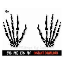 Skeleton Hands Svg,  Skeleton Silhouette Svg File For Cricut, Halloween Svg Cut file, Vector Clipart, Png Shirt Design-
