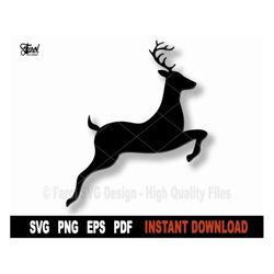 Reindeer Svg, Flying Reindeer Svg Cut file, Cricut, Silhouette, Deer Svg, Reindeer Png, Christmas Vector Clipart- Instan