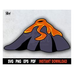 Volcano SVG, Nature Clipart Volcano Erupting, Lava Flow SVG File For Cricut, Silhouette, age Of Dinosaurs Clipart - Inst