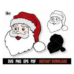 Christmas Svg, Santa Svg, Santa Head Svg File For Cricut, Silhouette, Santa Png, Vector Clipart, Svg Cutting file- Insta