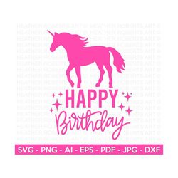 Happy Birthday SVG, Unicorn SVG, Unicorn Silhouette, Unicorn Clip Art, Unicorn Graphics, Magical Unicorn, Unicorn Design