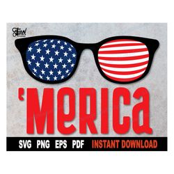 Merica Svg, 4th of July Svg. Patriotic Svg Files for Cricut, Silhouette. Independence Day Svg Cut File, Vector Clipart-