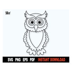 Owl SVG, Cute owl SVG File For Cricut, Silhouette, Outline Owl Cut File, Animal Clipart, Sublimation PNG - Instant Digit