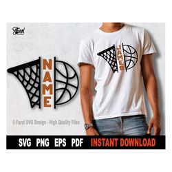 Basketball SVG, Basketball and  Hoop Split Monogram Svg Cut File, Svg File For Cricut, Silhouette, Sport Clipart- Instan