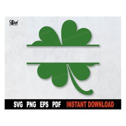 Shamrock SVG File For Cricut, Clover Split Name Frame, Four Leaf Clover SVG Cut File, Saint Patricks Day - Instant Digit