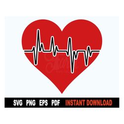 Heartbeat SVG Cut File, Nurse Heart SVG File For Cricut, Heart svg Clipart - Sublimation PNG - Instant Digital Download