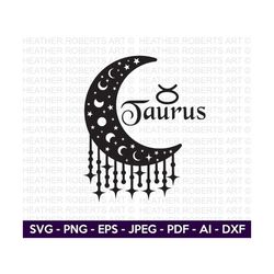 Taurus SVG, Taurus Zodiac Moon Svg, Zodiac Signs SVG, Astrology Signs svg, Zodiac Symbols svg, Constellation Signs svg,
