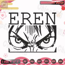 Eren Embroidery Design, Attack On Titan Embroidery Design, Anime Embroidery File, Machine Embroidery Designs