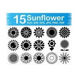 Sunflower svg, Sunflower clipart, Sunflower png files, Sunflower clip art, Flower svg, Sunflower svg files for cricut, L
