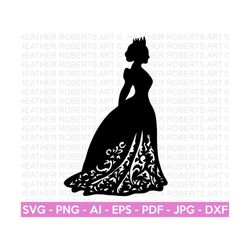 Queen SVG, Queen Silhouette, Princess Shirt svg, Royalty Svg, Queen Clip art, Fairytale svg, Crown SVG, Cut File for Cri