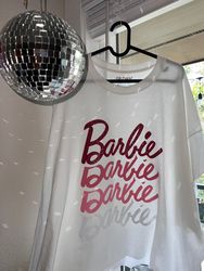 barbie t-shirt, sparkle barbie shirt, simple barbie shirt, pink and white barbie shirt, barbie movie shirt, come on barb