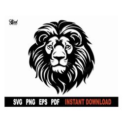 Lion Head Svg, Lion Svg Files for Cricut, Silhouette, Animal Vector Clipart, Png Art Design- Instant Digital Download