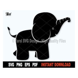 elephant svg, baby elephant svg file for cricut, black silhouette, elephant, baby boy shower, clipart cut file-  instant