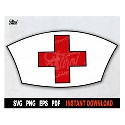 nurse hat svg cut file, nurse hat with red cross svg - nurse clipart png, nursing svg file for cricut, silhouette - inst
