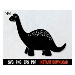 Dinosaur SVG, Brontosaurus SVG, Dinosaur SVG File For Cricut, Silhouette Black Clipart Cut File, Sublimation png- Instan