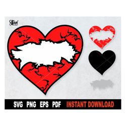 Heart SVG, Heart with Cracks Split Monogram SVG File For Cricut, Silhouette, Valentine Svg Cut File, Love Clipart, Png,