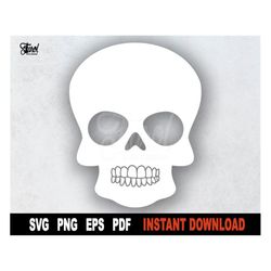 Skull SVG Cut File, White Skeleton SVG File For Cricut, Silhouette, Sublimation png, Clipart - Instant Digital Download